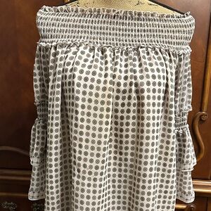 Boho Off-Shoulder Blouse block print